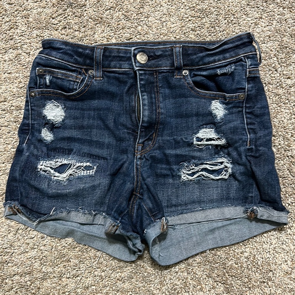 American Eagle High Rise Shortie Jean Shorts